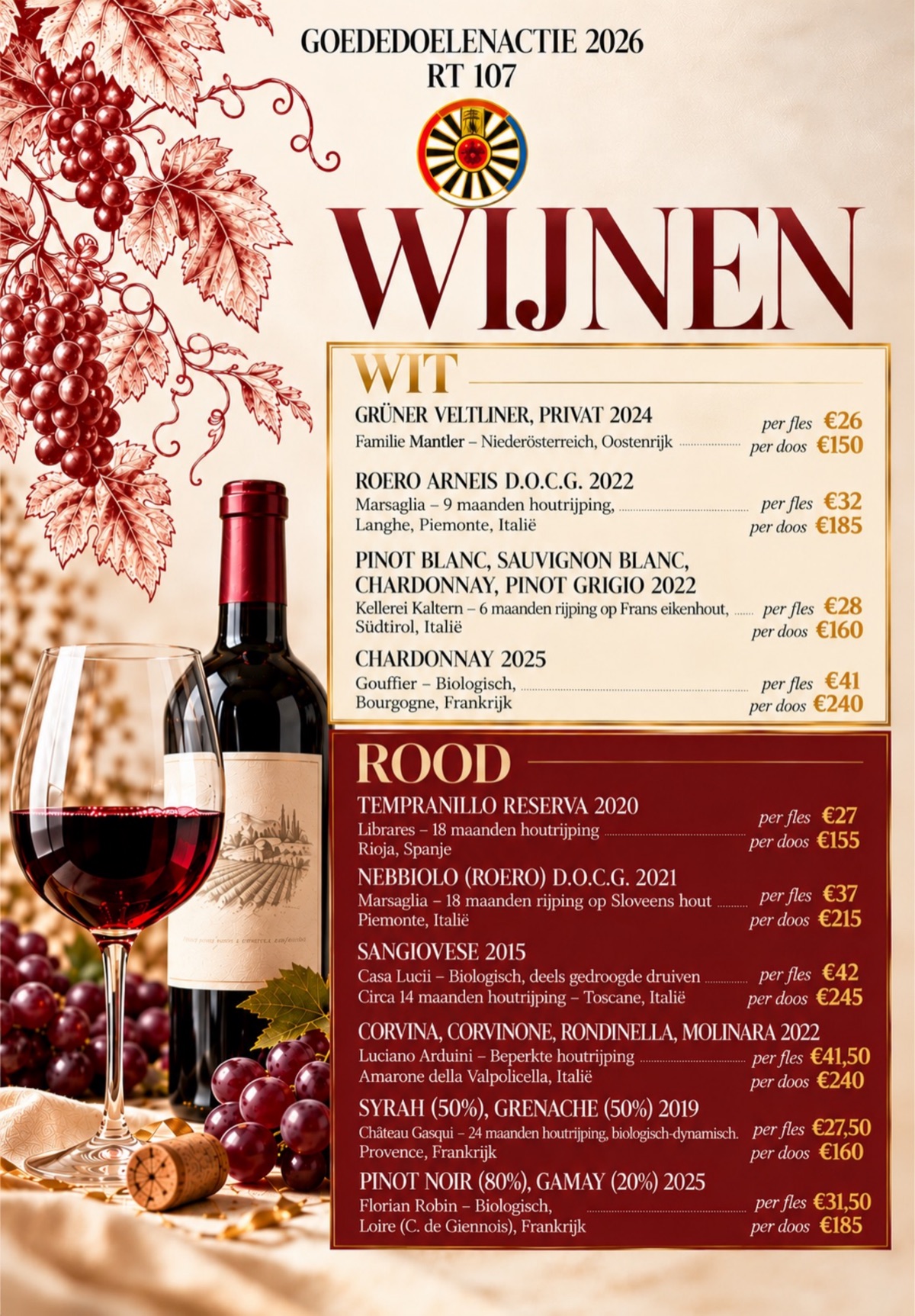 Flyer wijnen wit en rood